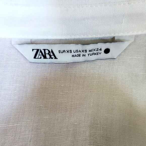 Zara Cropped White Linen Blouse XS - Picture 4 of 4